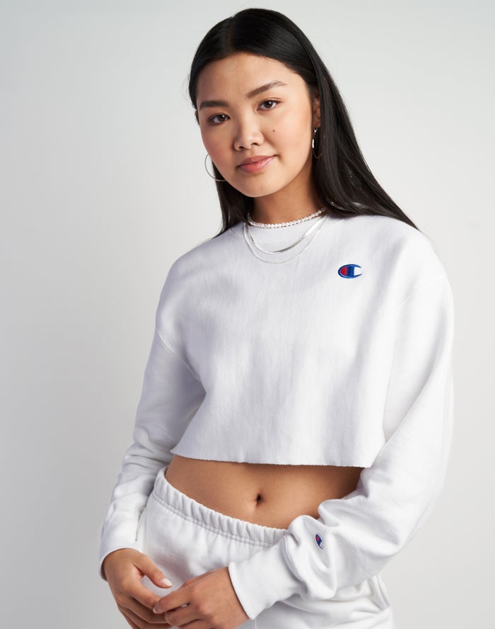 Sudadera Champion Mujer - Reverse Weave Cropped Cut-Off Crew ( Blancas ) 7063924-WY